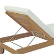 Pemberly Row Solid Teak Wood Outdoor Patio Chaise in Natural/White