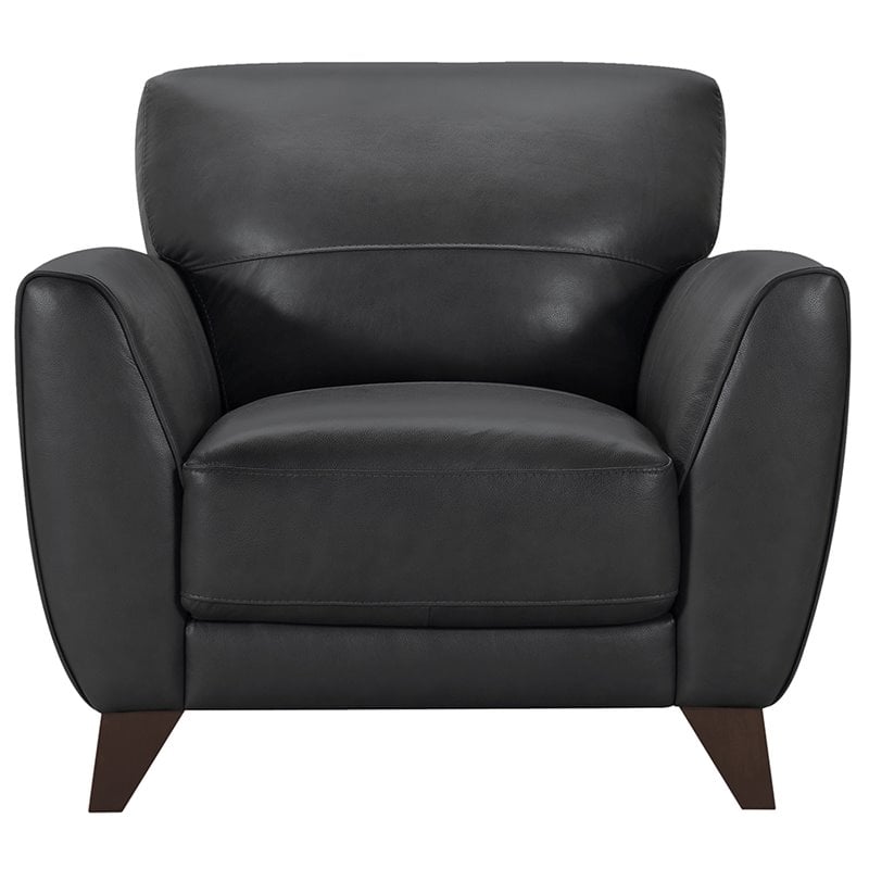 Pemberly Row Contemporary Leather Accent Chair in Black and Brown