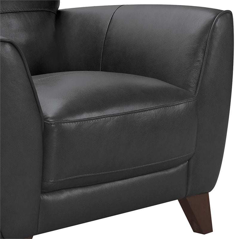 Pemberly Row Contemporary Leather Accent Chair in Black and Brown