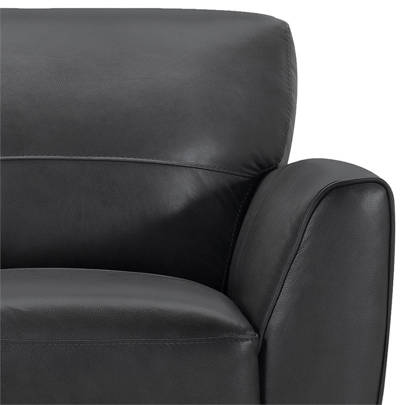 Pemberly Row Contemporary Leather Accent Chair in Black and Brown