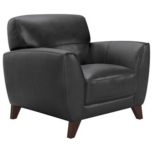 Pemberly Row Contemporary Leather Accent Chair in Black and Brown