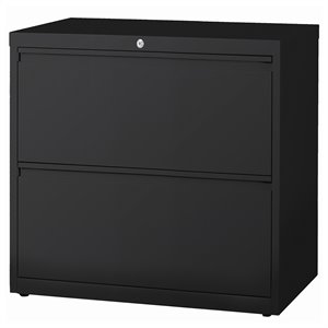 Pemberly Row 36-in Wide Metal 2 Drawer Lateral Filing Cabinet Black