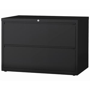 Pemberly Row 42-in Wide Metal 2 Drawer Lateral Filing Cabinet Black