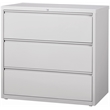 Pemberly Row 42-in Wide Metal 3 Drawer Lateral Filing Cabinet Light Gray