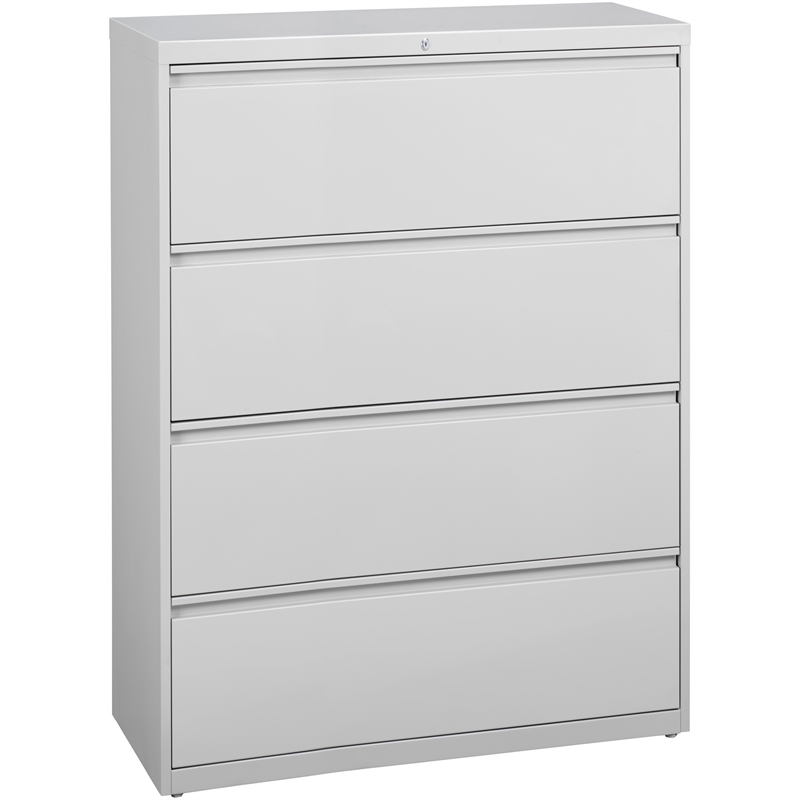 Pemberly Row 42-in Wide Metal 4 Drawer Lateral Filing Cabinet Light Gray