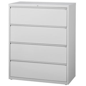 Pemberly Row 42-in Wide Metal 4 Drawer Lateral Filing Cabinet Light Gray