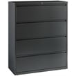Pemberly Row 42-in Wide Metal 4 Drawer Lateral Filing Cabinet Charcoal