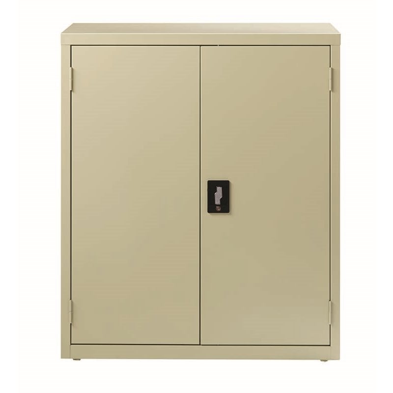 Pemberly Row Welded Metal Storage Cabinet with 2 Shelves Putty/Beige