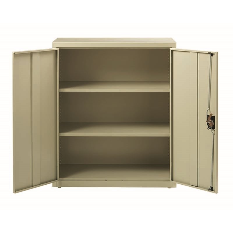 Pemberly Row Welded Metal Storage Cabinet with 2 Shelves Putty/Beige