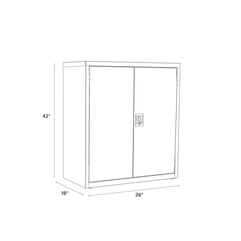 Pemberly Row Welded Metal Storage Cabinet with 2 Shelves Putty/Beige
