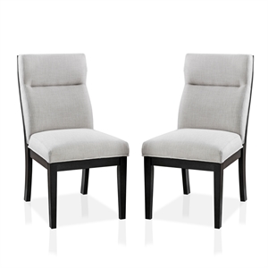 Pemberly Row Fabric Padded Dining Side Chair in Beige (Set of 2)