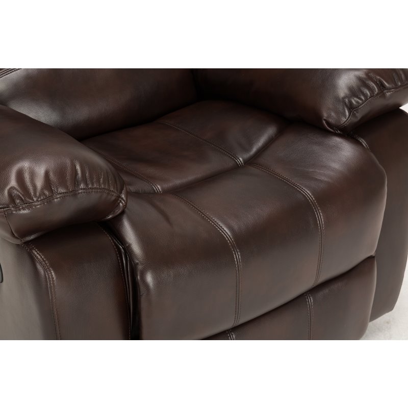 Pemberly Row Burnished Brown Faux Leather Glider Rocker Recliner