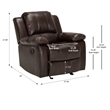 Pemberly Row Burnished Brown Faux Leather Glider Rocker Recliner