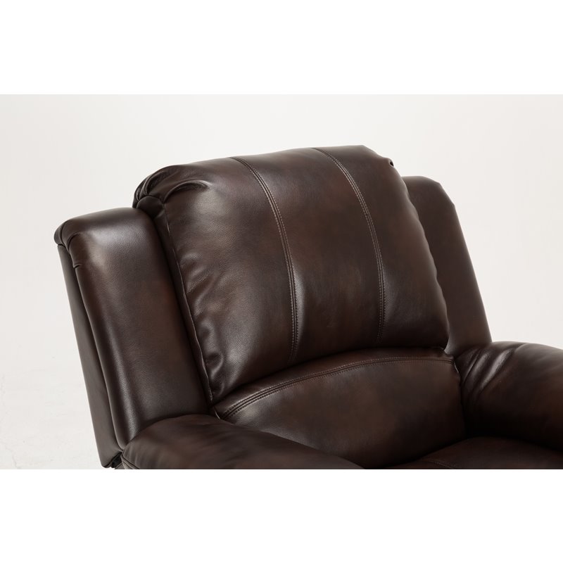 Pemberly Row Burnished Brown Faux Leather Glider Rocker Recliner