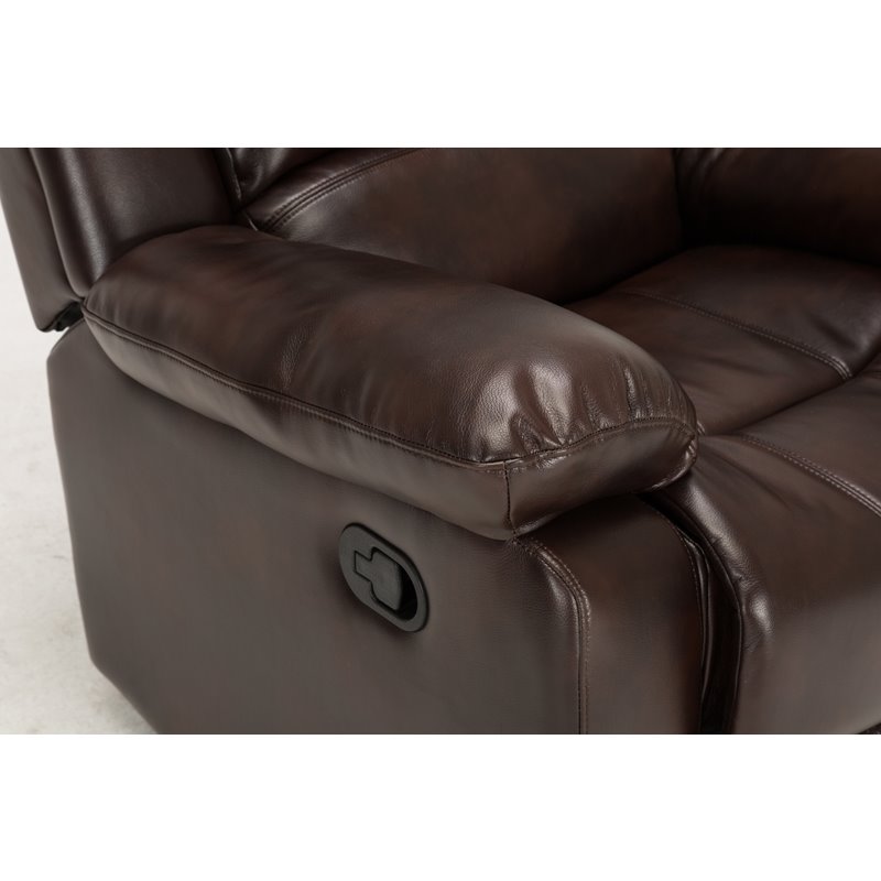 Pemberly Row Burnished Brown Faux Leather Glider Rocker Recliner