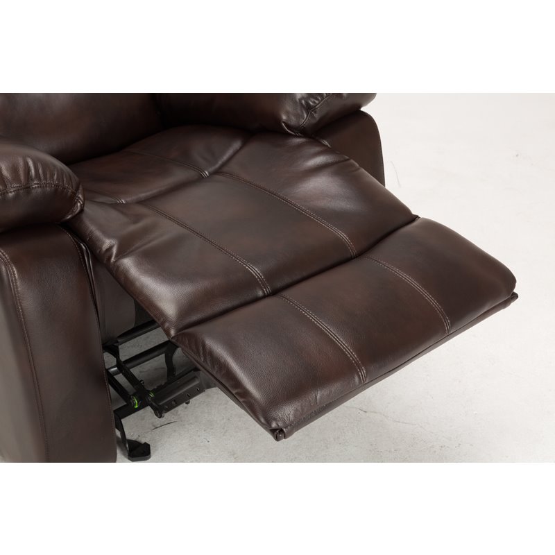 Pemberly Row Burnished Brown Faux Leather Glider Rocker Recliner