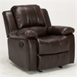 Pemberly Row Burnished Brown Faux Leather Glider Rocker Recliner