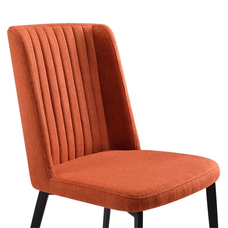 Pemberly Row Modern Fabric Dining Chair in Black Finish (Set of 2)