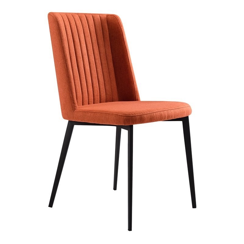 Pemberly Row Modern Fabric Dining Chair in Black Finish (Set of 2)