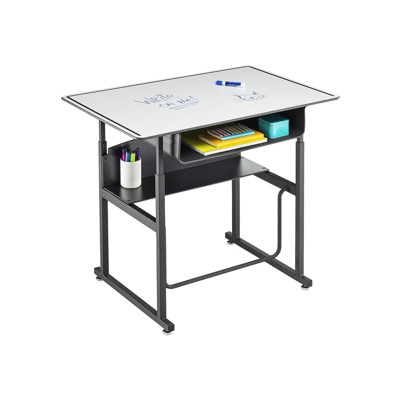 Pemberly Row Modern / Contemporary Adjustable Height Stainless Steel Desk