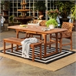 Pemberly Row 4-Piece Wood Extendable Outdoor Patio Dining Set - Brown