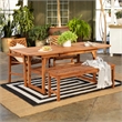 Pemberly Row 4-Piece Wood Extendable Outdoor Patio Dining Set - Brown