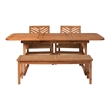 Pemberly Row 4-Piece Wood Extendable Outdoor Patio Dining Set - Brown