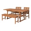 Pemberly Row 4-Piece Wood Extendable Outdoor Patio Dining Set - Brown