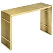 Pemberly Row Modern Stainless Steel Accent Console Table in Gold