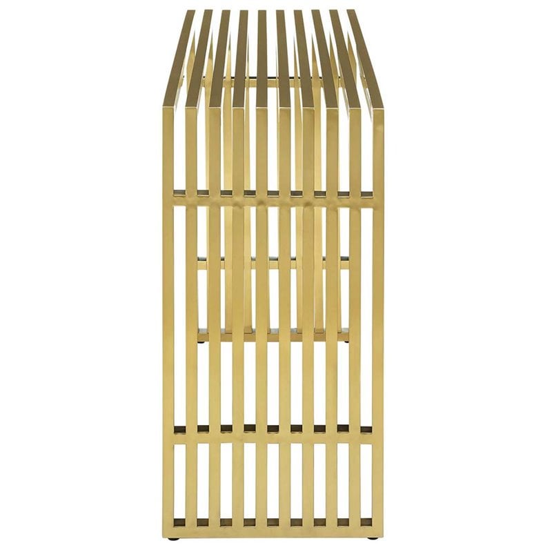 Pemberly Row Modern Stainless Steel Accent Console Table in Gold