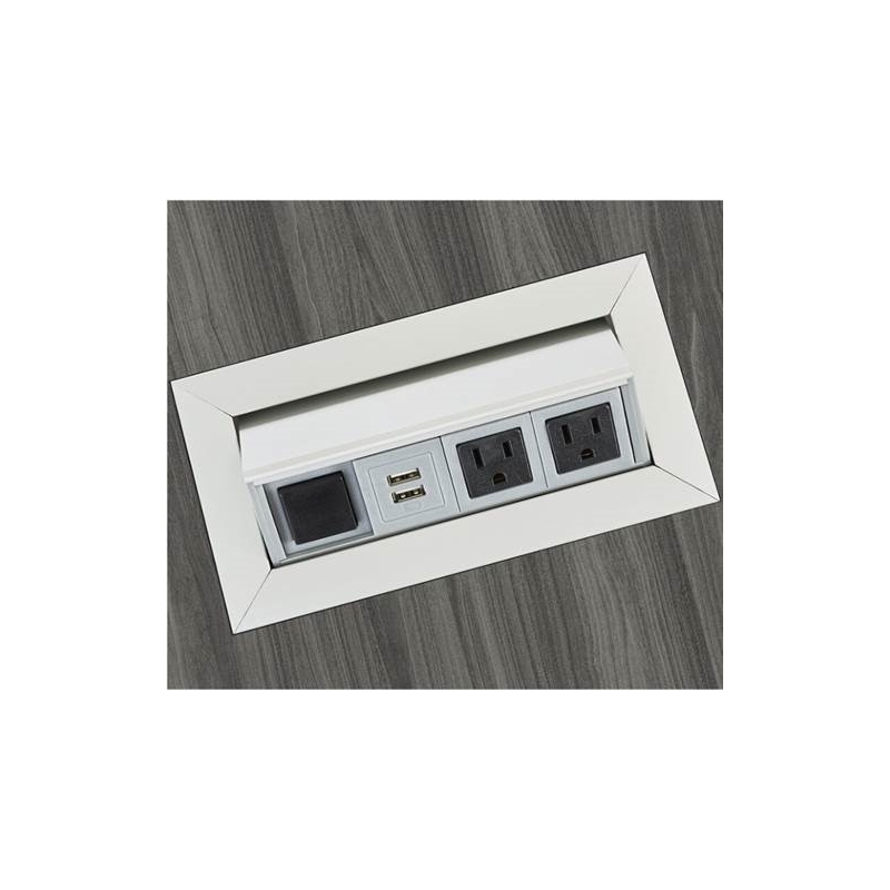 Pemberly Row Metal Power Module with 2 Power and 2 USB Outlets in Silver