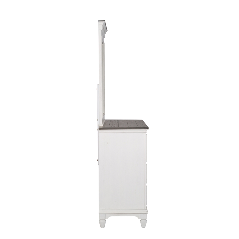 Pemberly Row Modern / Contemporary White Finish Dresser & Mirror