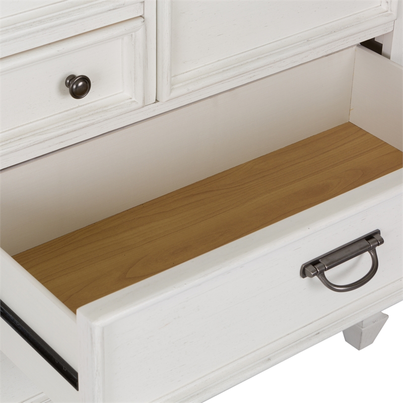 Pemberly Row Modern / Contemporary White Finish Dresser & Mirror
