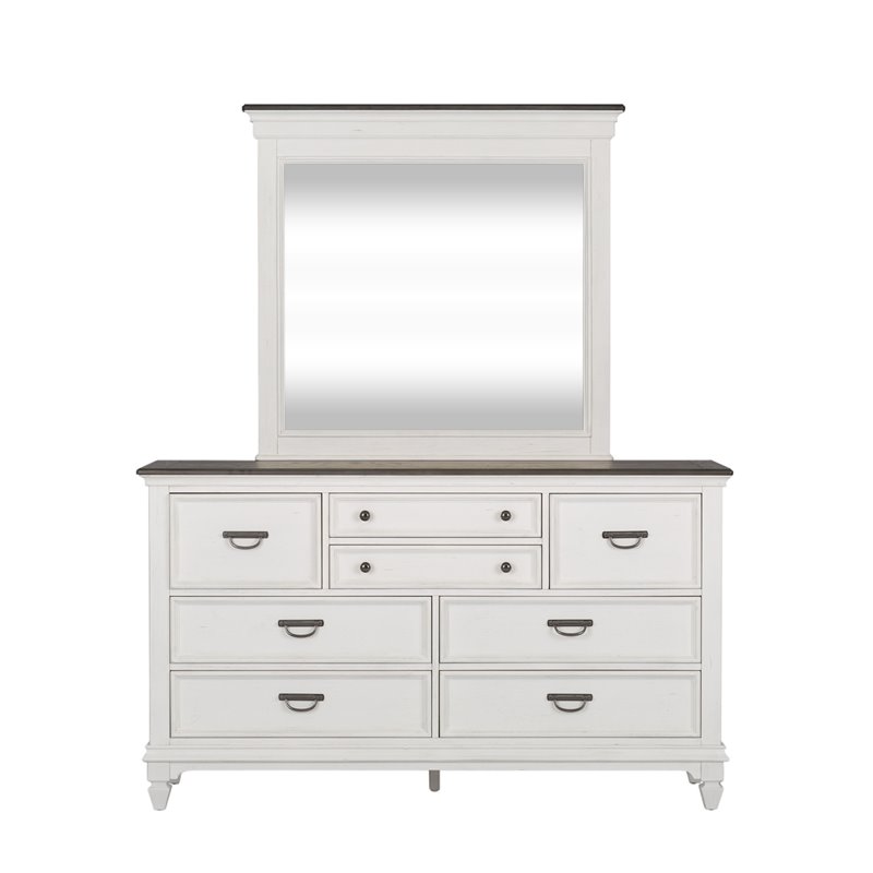 Pemberly Row Modern / Contemporary White Finish Dresser & Mirror