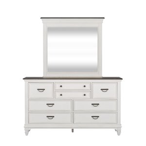 Pemberly Row Modern / Contemporary White Finish Dresser & Mirror