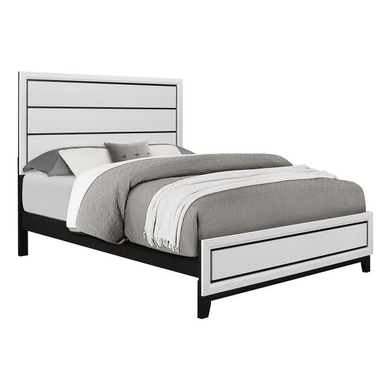 Pemberly Row Contemporary White Wood Panel Headboard Full Bed
