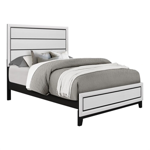 Pemberly Row Contemporary White Wood Panel Headboard Full Bed