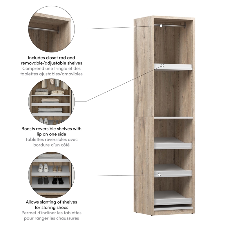 Pemberly Row 20W Closet Organizer in Rustic Brown and White - Engineered Wood