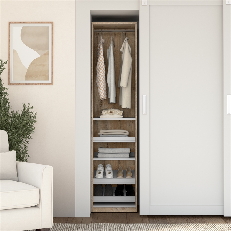 Pemberly Row 20W Closet Organizer in Rustic Brown and White - Engineered Wood
