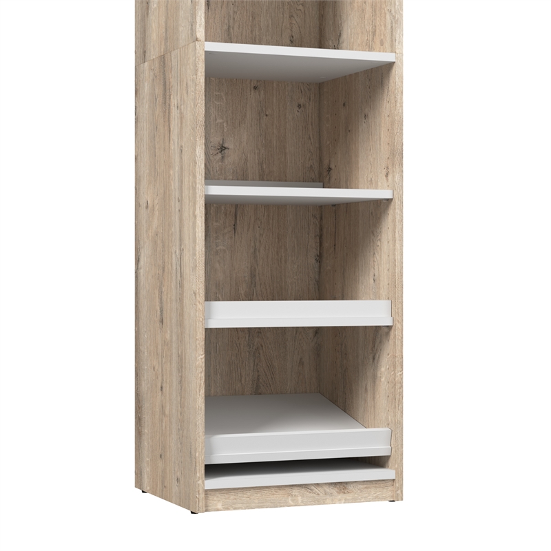Pemberly Row 20W Closet Organizer in Rustic Brown and White - Engineered Wood