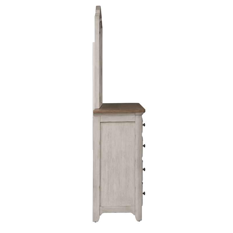 Pemberly Row Modern / Contemporary Reimagined White Dresser & Mirror
