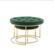 Pemberly Row Tufted Velvet Nesting Ottoman in Green/Gold (Set of 2)
