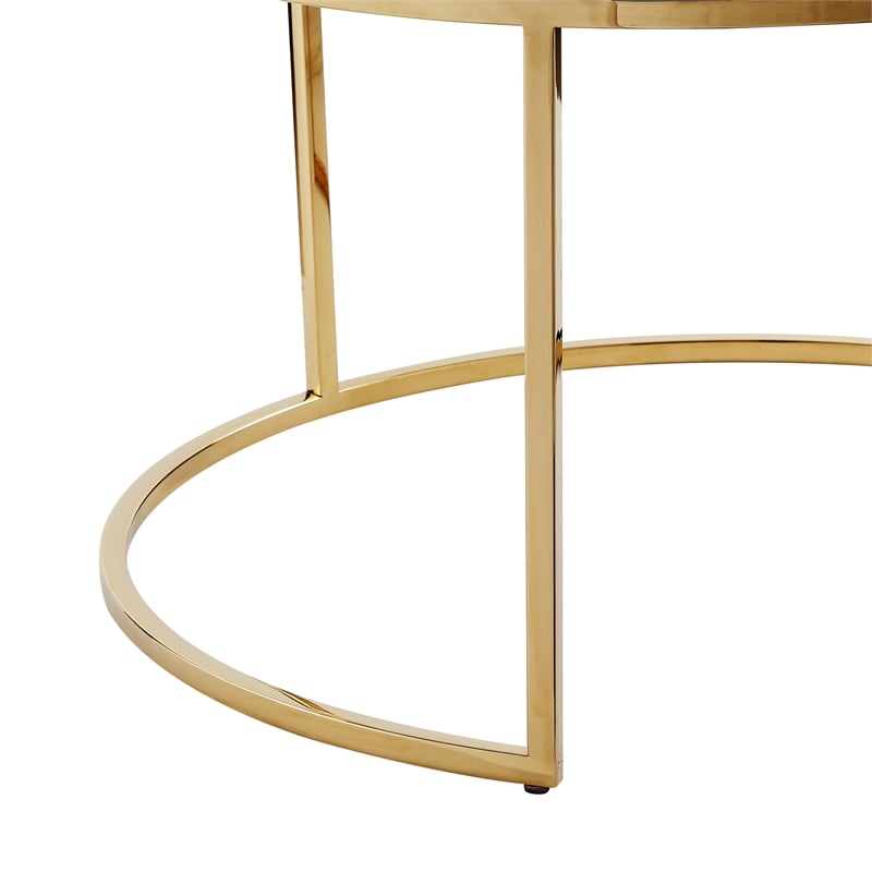 Pemberly Row Tufted Velvet Nesting Ottoman in Green/Gold (Set of 2)