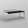 Pemberly Row Velvet and Stainless Steel Base Bench in Black/Chrome