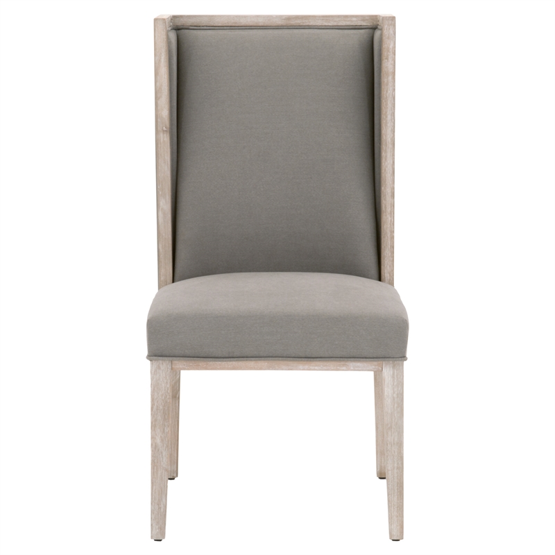 Pemberly Row Contemporary Fabric Wing Chair in Gray (Set of 2)