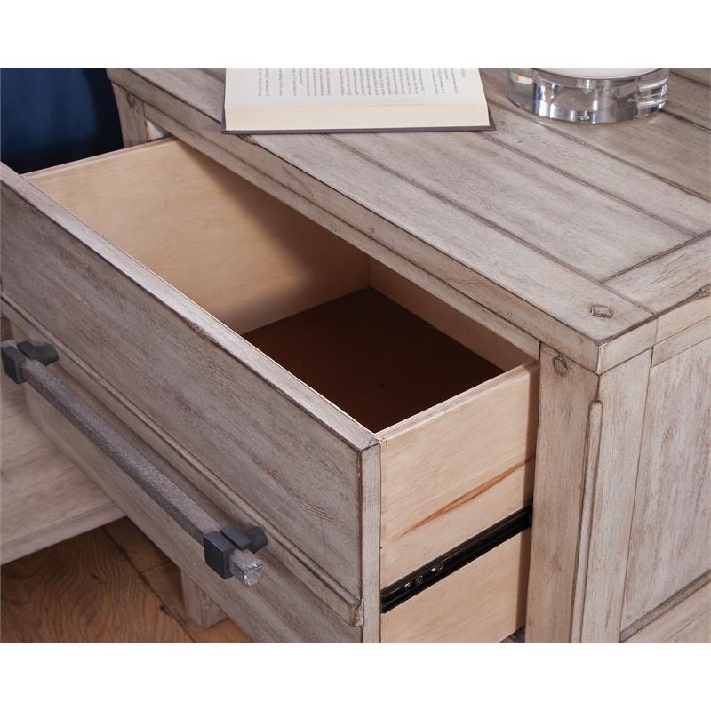 Pemberly Row Contemporary White-washed Wood Two Drawer Nightstand