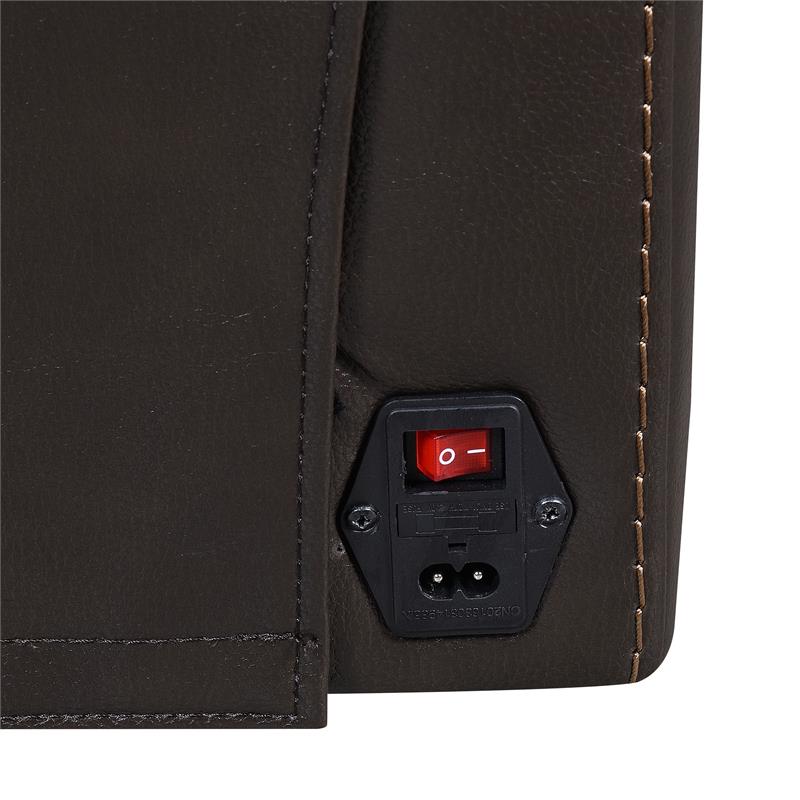 Pemberly Row Dark Brown Espresso Leather Power Recliner Console Loveseat