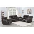 Pemberly Row Dark Brown Espresso Leather Power Recliner Console Loveseat