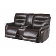 Pemberly Row Dark Brown Espresso Leather Power Recliner Console Loveseat