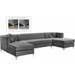 Pemberly Row Modern / Contemporary 3pc Velvet Sectional in Gray